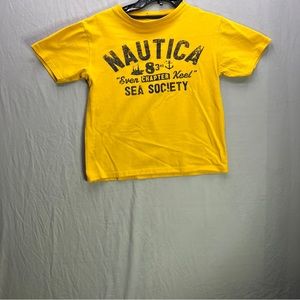 nautica t shirt “yello” even keel 83rd chapter sea society med. size